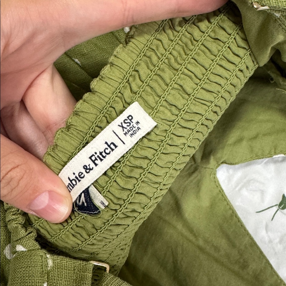 Polka Dot V Neck Linen Blend Mini Dress - Picture 7 of 7